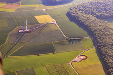 Aerial view of Wind farm construction site in the district Unteraltertheim in Altertheim in the state Bavaria, Germany