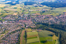Oblique view of Town View of the streets and houses of the residential areas in Buchen in the state Baden-Wurttemberg, Germany