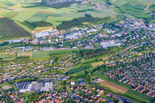 Aerial view of Industrial area on the B27 in the district Hainstadt in Buchen in the state Baden-Wuerttemberg, Germany
