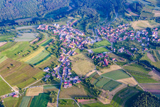 Village - view on the edge of agricultural fields and farmland in Limbach in the state Baden-Wurttemberg, Germany