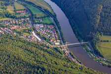 Aerial view of Neckar Bridge in Neckargerach in the state Baden-Wuerttemberg, Germany