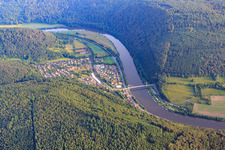 Aerial photograpy of Neckar Bridge in Neckargerach in the state Baden-Wuerttemberg, Germany