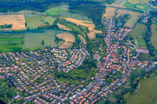 Aerial view of Village view in Kraichgau from the northwest in Mauer in the state Baden-Wuerttemberg, Germany