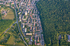 Aerial view of Heidelberger Straße from the north in Wiesloch in the state Baden-Wuerttemberg, Germany