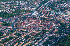 Aerial view of Town View of the streets and houses of the residential areas in Wiesloch in the state Baden-Wurttemberg, Germany