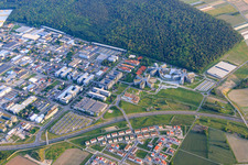 Oblique view of Industrial area on Dietmar-Hopp-Allee with SAP SE in Walldorf in the state Baden-Wuerttemberg, Germany