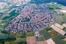 Oblique view of Town View of the streets and houses of the residential areas in Sankt Leon in the state Baden-Wurttemberg, Germany