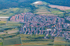 Aerial view of From the north in the district Kirrlach in Waghäusel in the state Baden-Wuerttemberg, Germany