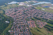 Oblique view of Town View of the streets and houses of the residential areas in Wiesental in the state Baden-Wurttemberg, Germany