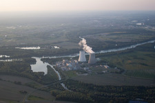 Philippsburg in the state Baden-Wuerttemberg, Germany seen from a drone