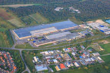 Aerial photograpy of Bruchstücker and Goodyear industrial area in Philippsburg in the state Baden-Wuerttemberg, Germany