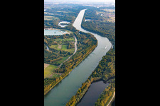 Course of the Rhine between Dettenheim and Hördt in the district Liedolsheim in Dettenheim in the state Baden-Wuerttemberg, Germany