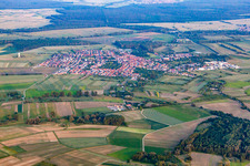 Aerial view of From the northwest in the district Liedolsheim in Dettenheim in the state Baden-Wuerttemberg, Germany