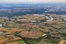 Village view on Althrein from the north in Neupotz in the state Rhineland-Palatinate, Germany