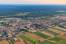 Aerial photograpy of City view from the northeast in Kandel in the state Rhineland-Palatinate, Germany