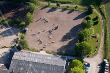 Aerial view of Tournament riding field, riding and driving club in the district Mörsch in Rheinstetten in the state Baden-Wuerttemberg, Germany