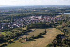 Aerial photograpy of From the southeast in the district Neuburgweier in Rheinstetten in the state Baden-Wuerttemberg, Germany