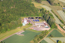 Aerial photograpy of Durmersheim sewage treatment plant in Au am Rhein in the state Baden-Wuerttemberg, Germany