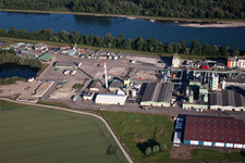 Oblique view of Industry on the Rhine in Lauterbourg in the state Bas-Rhin, France