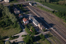 Aerial view of Railroad station in Lauterbourg in the state Bas-Rhin, France