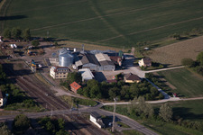 Aerial photograpy of Railroad station in Lauterbourg in the state Bas-Rhin, France