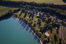 Quarry lake in Lauterbourg in the state Bas-Rhin, France from above