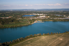 Quarry lake in Lauterbourg in the state Bas-Rhin, France out of the air