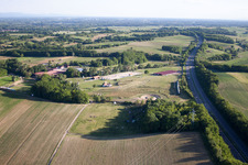 Haras de la Neée in Neewiller-près-Lauterbourg in the state Bas-Rhin, France from the drone perspective