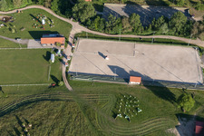 Oblique view of Racetrack racecourse - trotting Haras De La Nee in Neewiller-pres-Lauterbourg in Grand Est, France