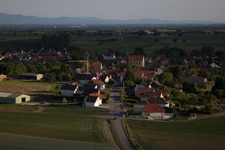 Oberlauterbach in the state Bas-Rhin, France from above