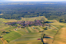 Village view from the south in front of the Bienwald forest in Salmbach in the state Bas-Rhin, France