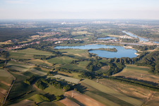 Quarry lake in Lauterbourg in the state Bas-Rhin, France seen from above