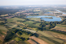 Quarry lake in Lauterbourg in the state Bas-Rhin, France from the plane