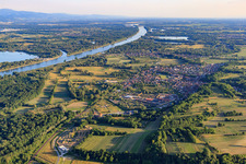 Village view from the north on the banks of the Rhine in Mothern in the state Bas-Rhin, France