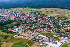 Town View of the streets and houses of the residential areas in Conweiler in the state Baden-Wurttemberg, Germany