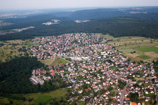 Aerial photograpy of Town View of the streets and houses of the residential areas in Conweiler in the state Baden-Wurttemberg, Germany