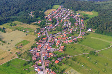 Village view in the Northern Black Forest from the southwest in the district Dennach in Neuenbürg in the state Baden-Wuerttemberg, Germany