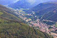 City view in the Enz Valley in Bad Wildbad in the state Baden-Wuerttemberg, Germany