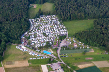 Camping with caravans and tents in the district Bad Teinach in Neubulach in the state Baden-Wurttemberg, Germany