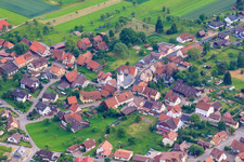 Aerial view of Bartholomew's Church in the district Oberhaugstett in Neubulach in the state Baden-Wuerttemberg, Germany