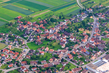 Village overview in the Northern Black Forest from the west in the district Oberhaugstett in Neubulach in the state Baden-Wuerttemberg, Germany