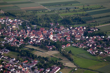 Oblique view of Town View of the streets and houses of the residential areas in the district Moenchberg in Herrenberg in the state Baden-Wurttemberg