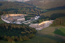 Aerial view of Quarry Sonnenbühl-Genkingen in the district Genkingen in Sonnenbühl in the state Baden-Wuerttemberg, Germany