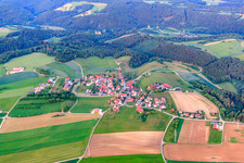 Aerial view of Village view from the west in the district Münzdorf in Hayingen in the state Baden-Wuerttemberg, Germany