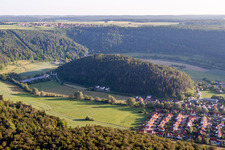 Forest and mountain scenery Heart-Jesus-Mountain in Schelklingen in the state Baden-Wurttemberg, Germany