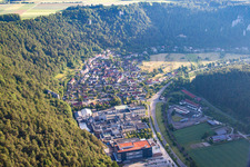 Town View of the streets and houses of the residential areas in the district Gerhausen in Blaubeuren in the state Baden-Wurttemberg