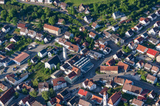 Aerial view of Main Street in the district Gerhausen in Blaubeuren in the state Baden-Wuerttemberg, Germany