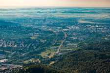 From the west in the district Söflingen in Ulm in the state Baden-Wuerttemberg, Germany