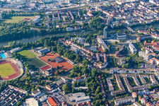 Artificial turf pitch and tennis courts of the tennis club SSV Ulm 1846 in the district Oststadt in Ulm in the state Baden-Wuerttemberg, Germany