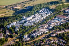 Residential area of the multi-family house settlement Eichberg in Ulm in the state Baden-Wurttemberg, Germany